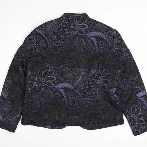 Coldwater Creek Women's Purple Paisley Velvet Jacket Size 12 Petite