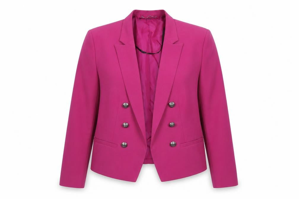 Front view of Simply Be Women's Pink Blazer Jacket UK 18 Plus Size Lined Smart