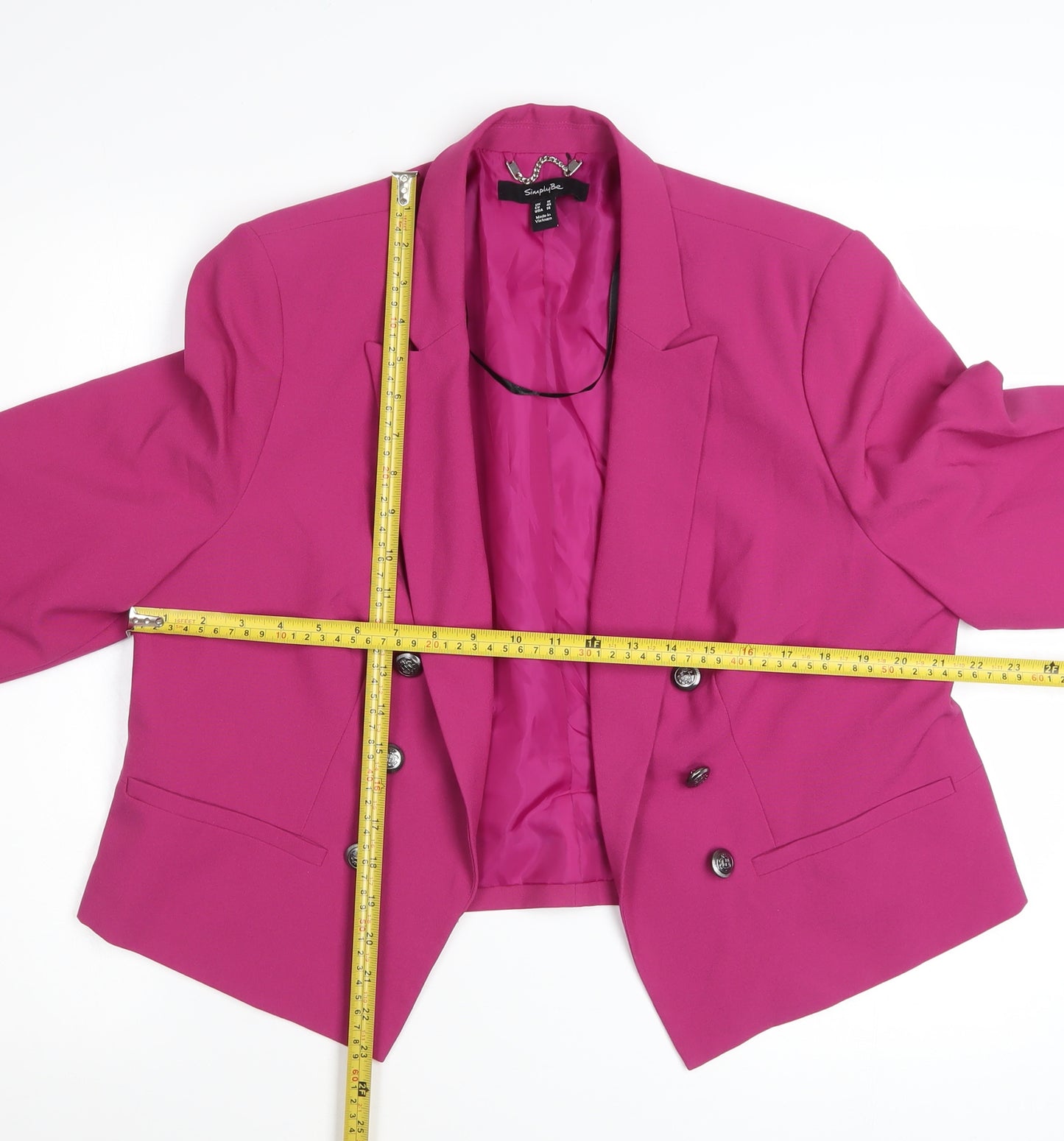 Simply Be Women's Pink Blazer Jacket UK 18 Plus Size Lined Smart
