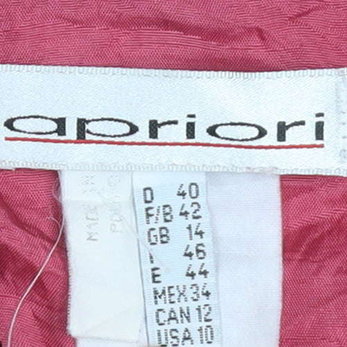 Apriori Women's Pink Floral Bomber Jacket Size 14 Satin Zip-Up