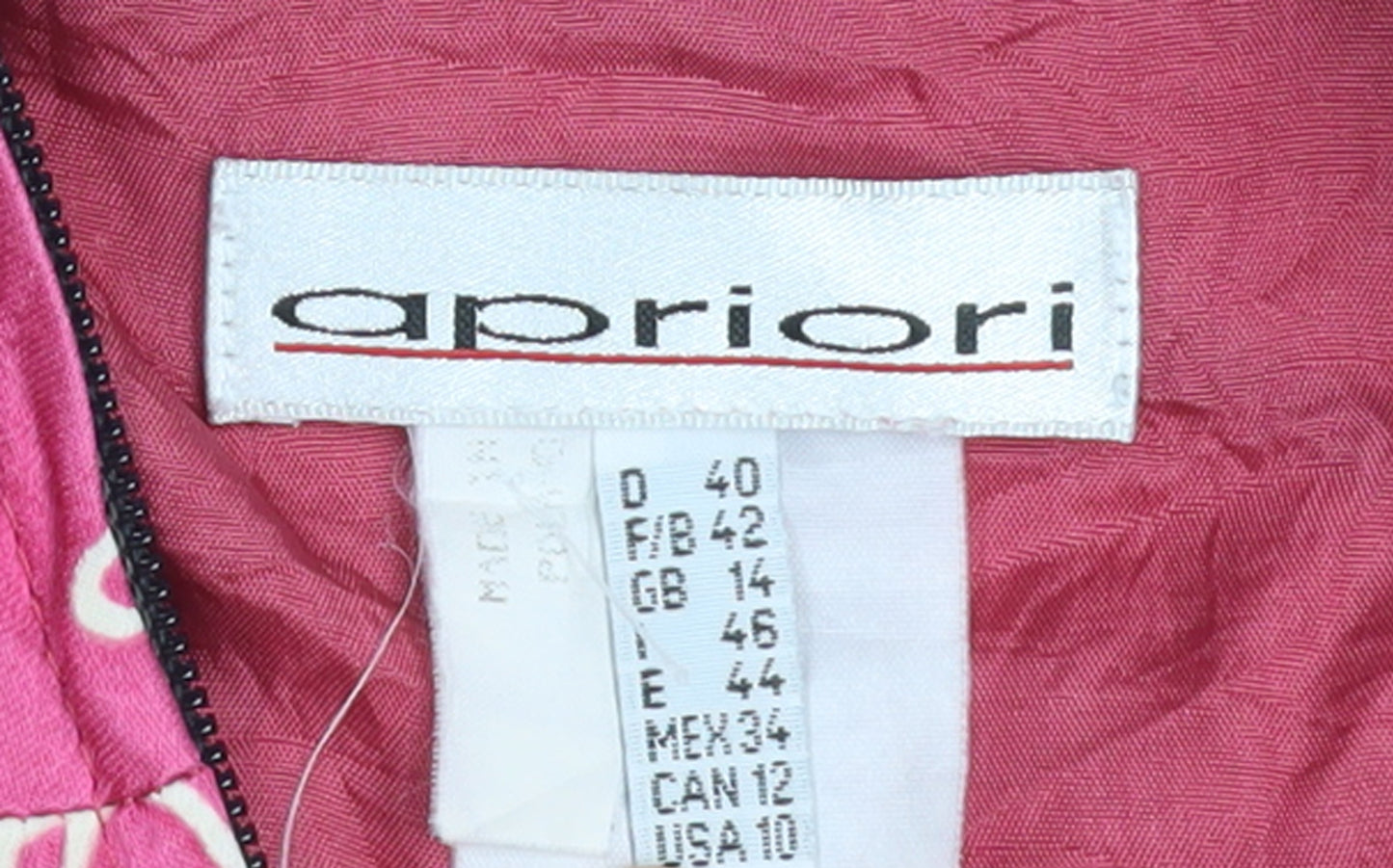 Apriori Women's Pink Floral Bomber Jacket Size 14 Satin Zip-Up