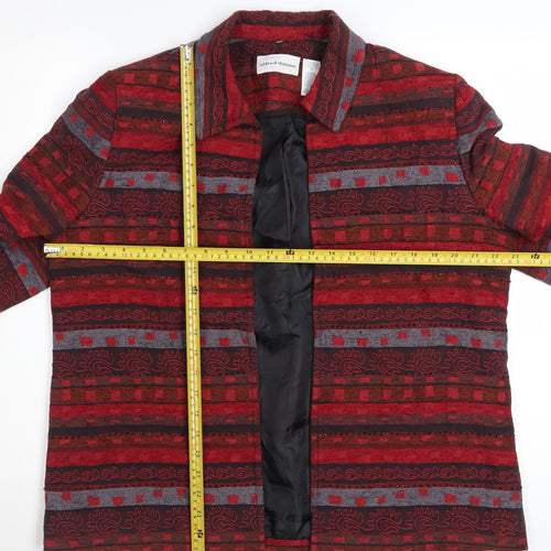 Alfred Dunner Womens Red Geometric Cotton Blend Lined Jacket Size 12