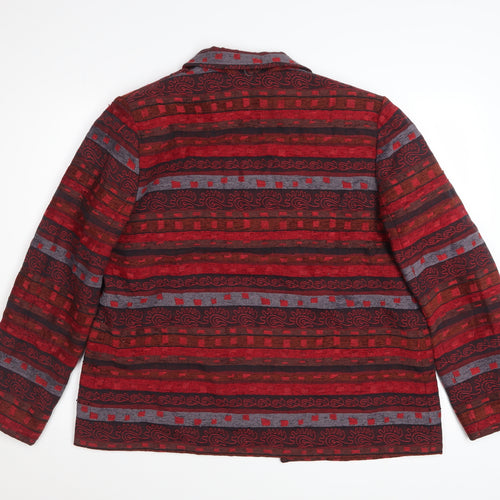 Alfred Dunner Womens Red Geometric Cotton Blend Lined Jacket Size 12