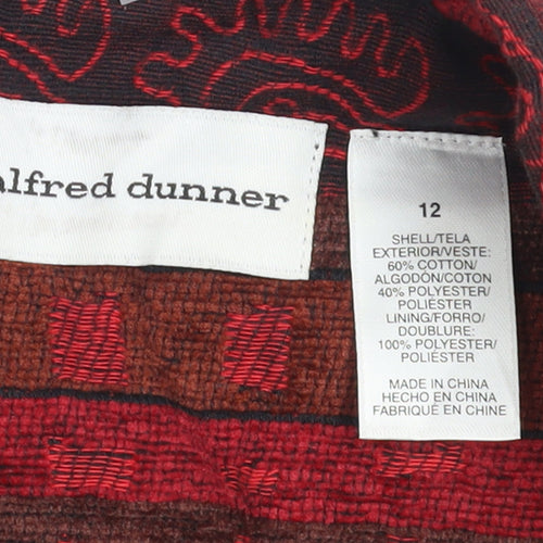 Alfred Dunner Womens Red Geometric Cotton Blend Lined Jacket Size 12