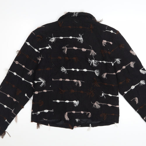 Kindred Spirit Women's Black L Textured Cotton Blend Button Jacket