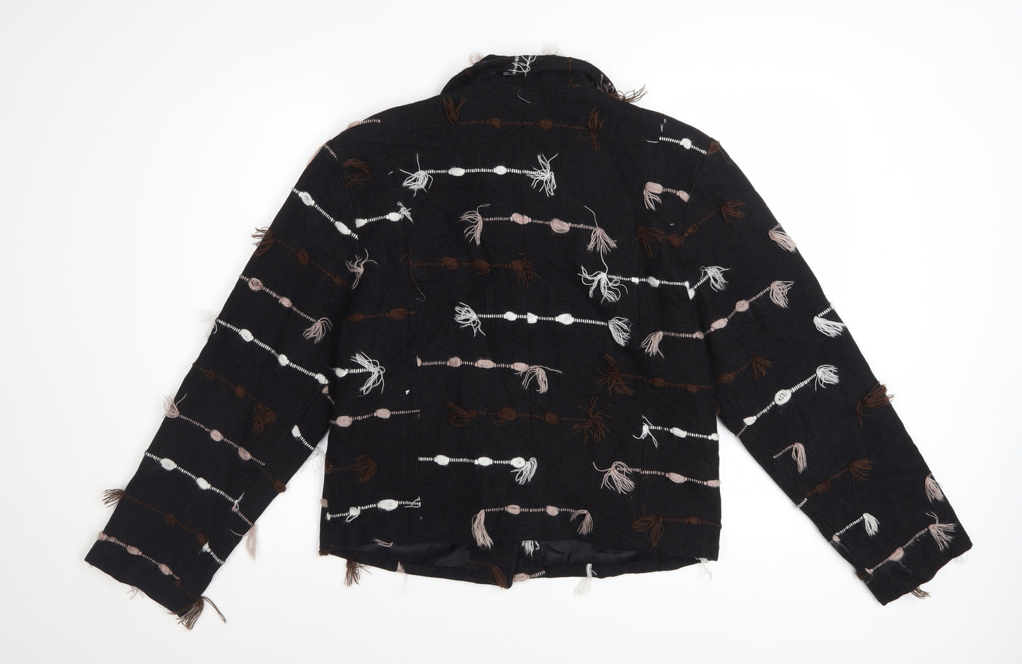 Kindred Spirit Women's Black L Textured Cotton Blend Button Jacket