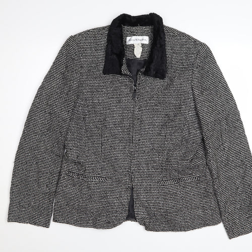 Norton McNaughton Women's Black Tweed Faux Fur Collar Blazer Size 12