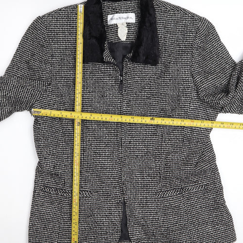 Norton McNaughton Women's Black Tweed Faux Fur Collar Blazer Size 12