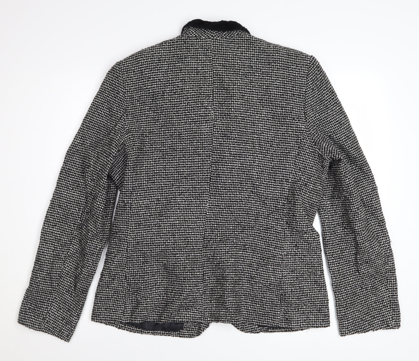 Norton McNaughton Women's Black Tweed Faux Fur Collar Blazer Size 12