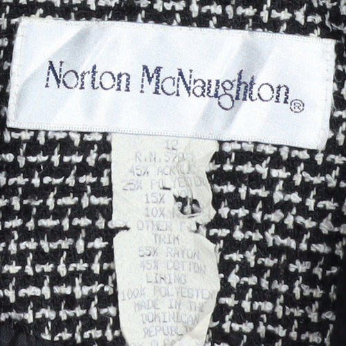 Norton McNaughton Women's Black Tweed Faux Fur Collar Blazer Size 12