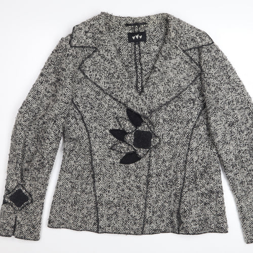 Marks and Spencer Per Una Women's Grey Wool Blend Tweed Blazer Jacket Size 14