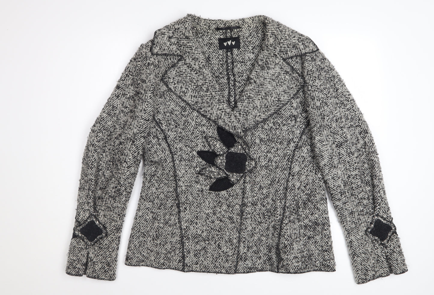 Marks and Spencer Per Una Women's Grey Wool Blend Tweed Blazer Jacket Size 14