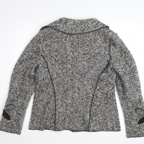 Marks and Spencer Per Una Women's Grey Wool Blend Tweed Blazer Jacket Size 14