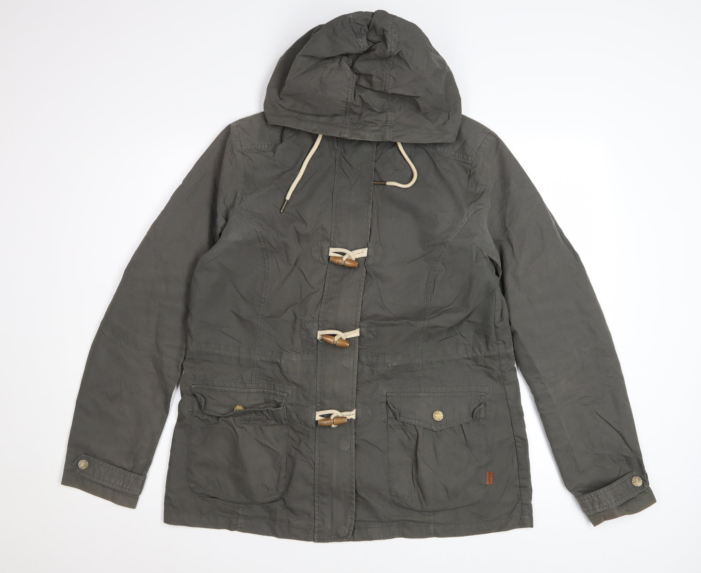 FatFace Women’s Green Hooded Toggle Jacket Size 14 Cotton Blend