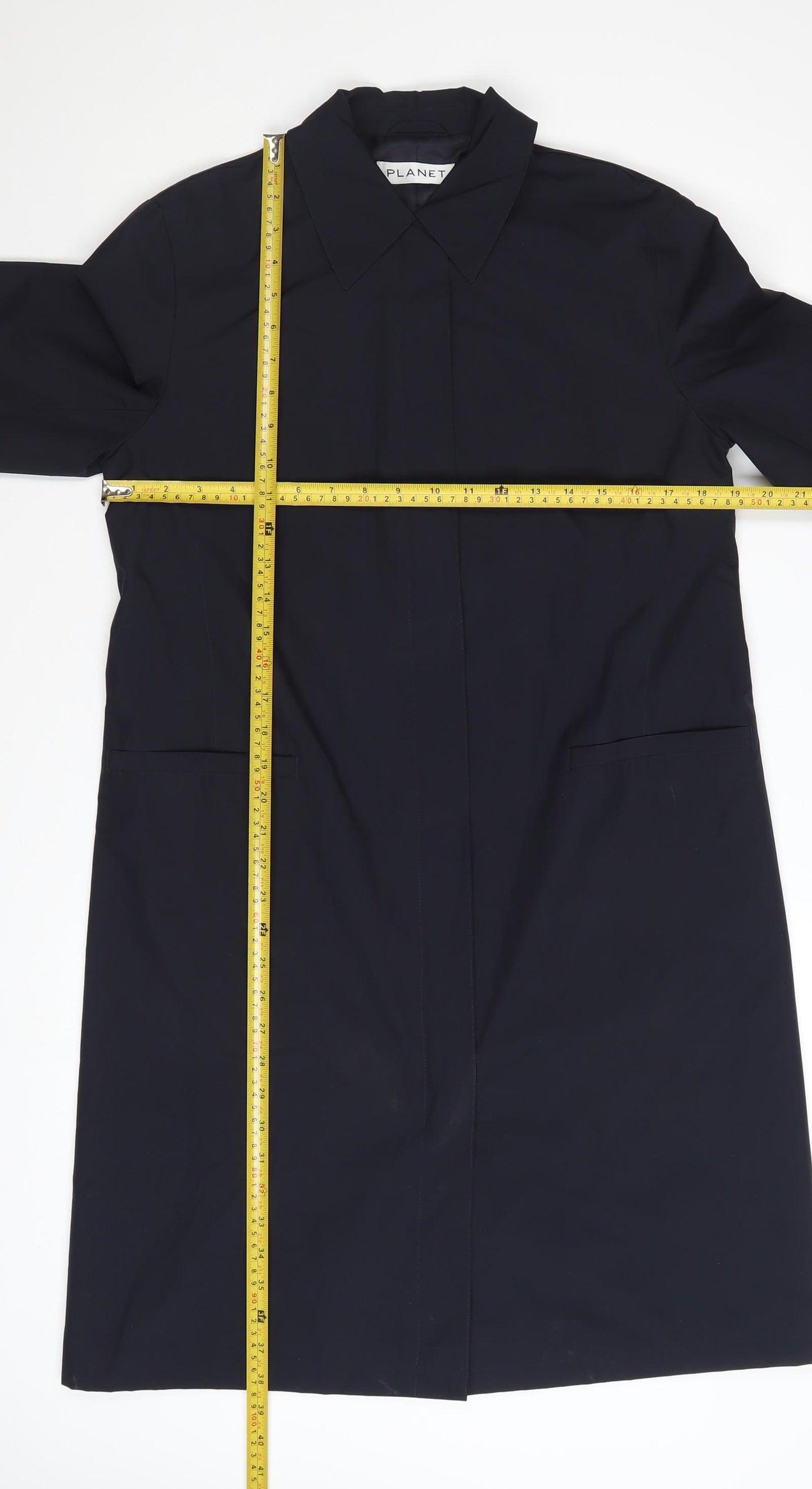 Planet Women's Black Long Trench Coat Size 8 Regular Fit