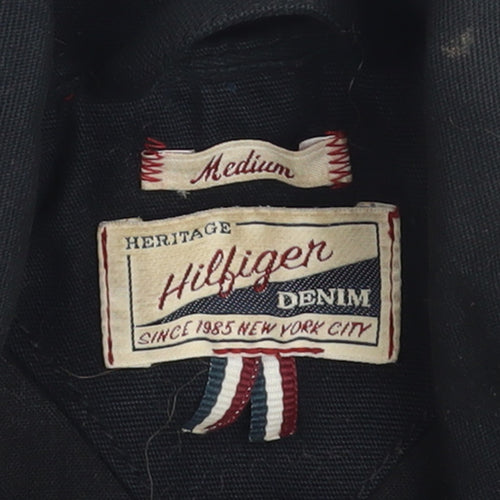 Tommy Hilfiger Women's Black Cotton Belted Military Jacket Medium