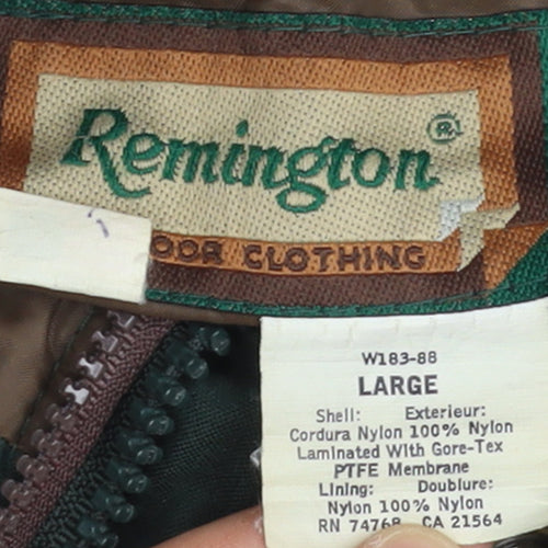Remington Men's Green Waterproof Nylon Hunting Parka Jacket L