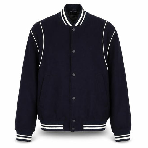Zara Men's Blue Wool Varsity Jacket Size L Short Retro Style