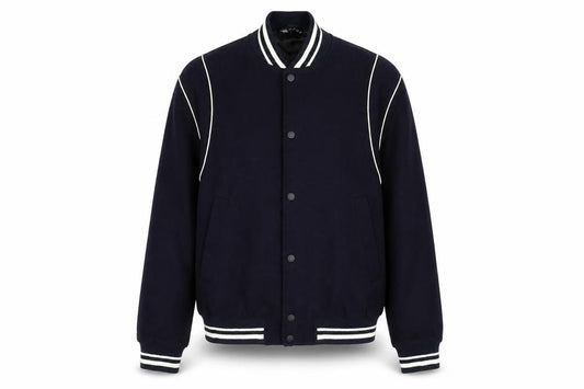 Zara Men's Blue Wool Varsity Jacket Size L Short Retro Style