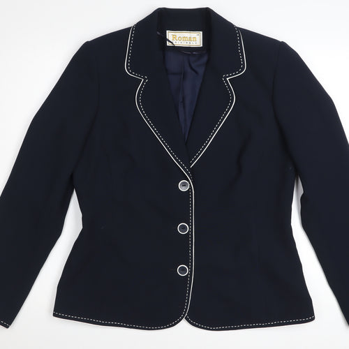 Roman Originals Women's Navy Blue Size 14 Blazer Jacket Tailored Fit