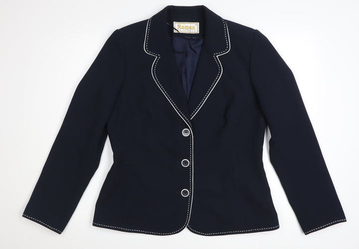Roman Originals Women's Navy Blue Size 14 Blazer Jacket Tailored Fit