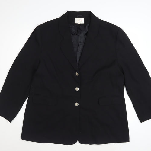Perrie Women's Black Wool Blend Two-Button Blazer Size 18