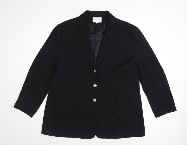 Perrie Women's Black Wool Blend Two-Button Blazer Size 18