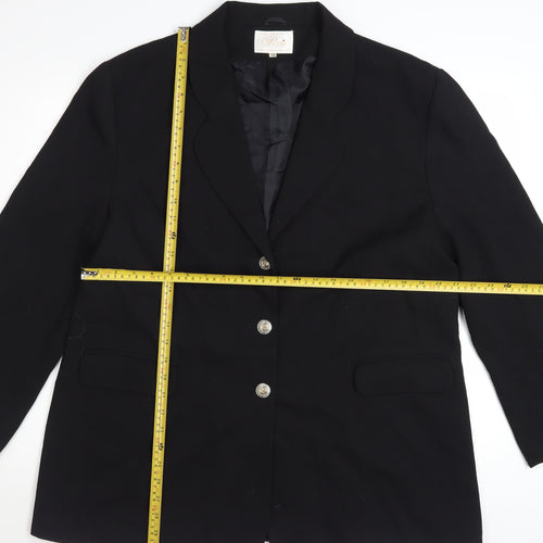 Perrie Women's Black Wool Blend Two-Button Blazer Size 18