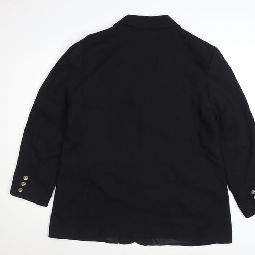 Perrie Women's Black Wool Blend Two-Button Blazer Size 18