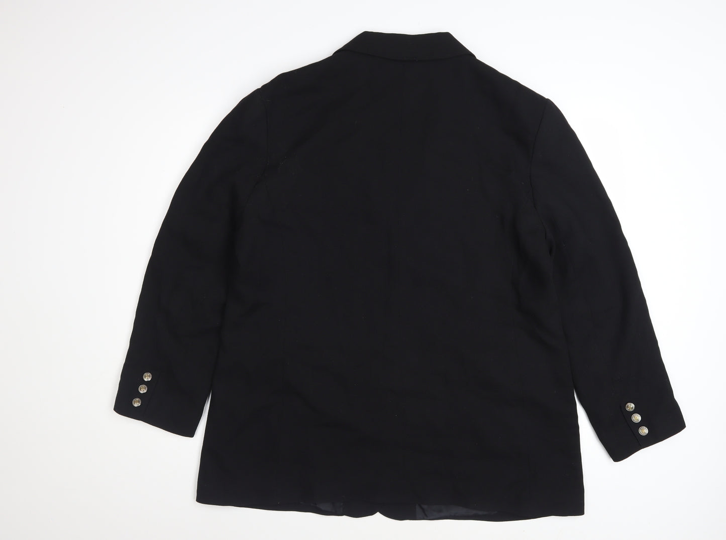 Perrie Women's Black Wool Blend Two-Button Blazer Size 18