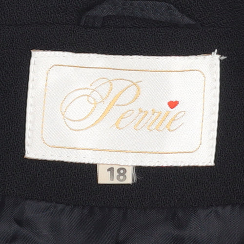 Perrie Women's Black Wool Blend Two-Button Blazer Size 18