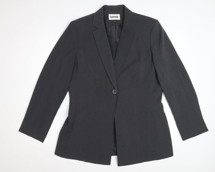 Kasper Women's Black Single Breasted Blazer Jacket Size 10 Polyester