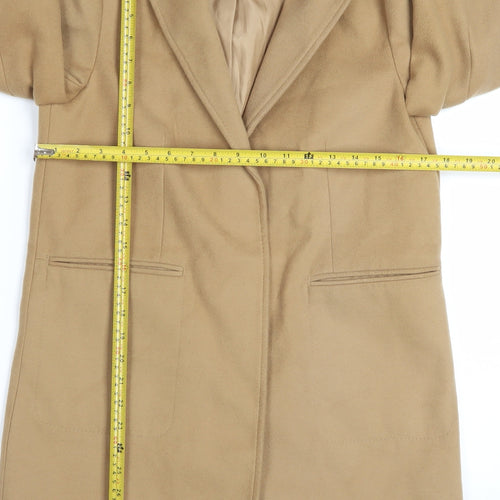 Topshop Women's Beige Mid-Length Overcoat Size 8 Classic Style