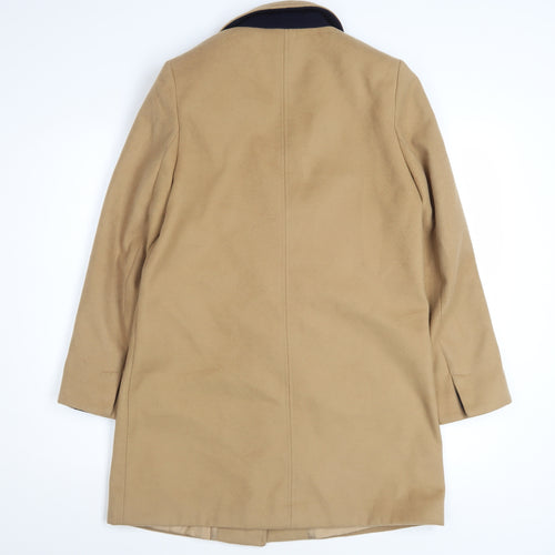 Topshop Women's Beige Mid-Length Overcoat Size 8 Classic Style