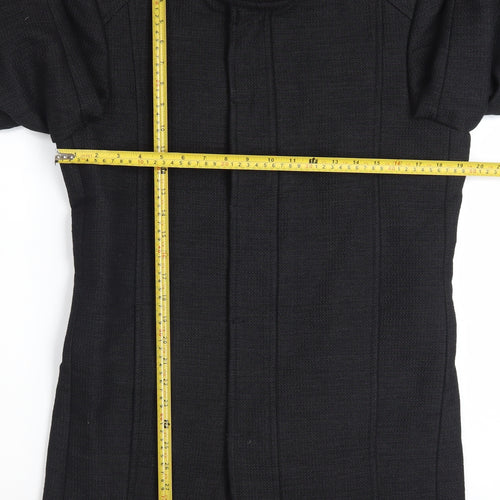 Zara Man Black Wool Blend Stand Collar Men's Overcoat Size M 40in
