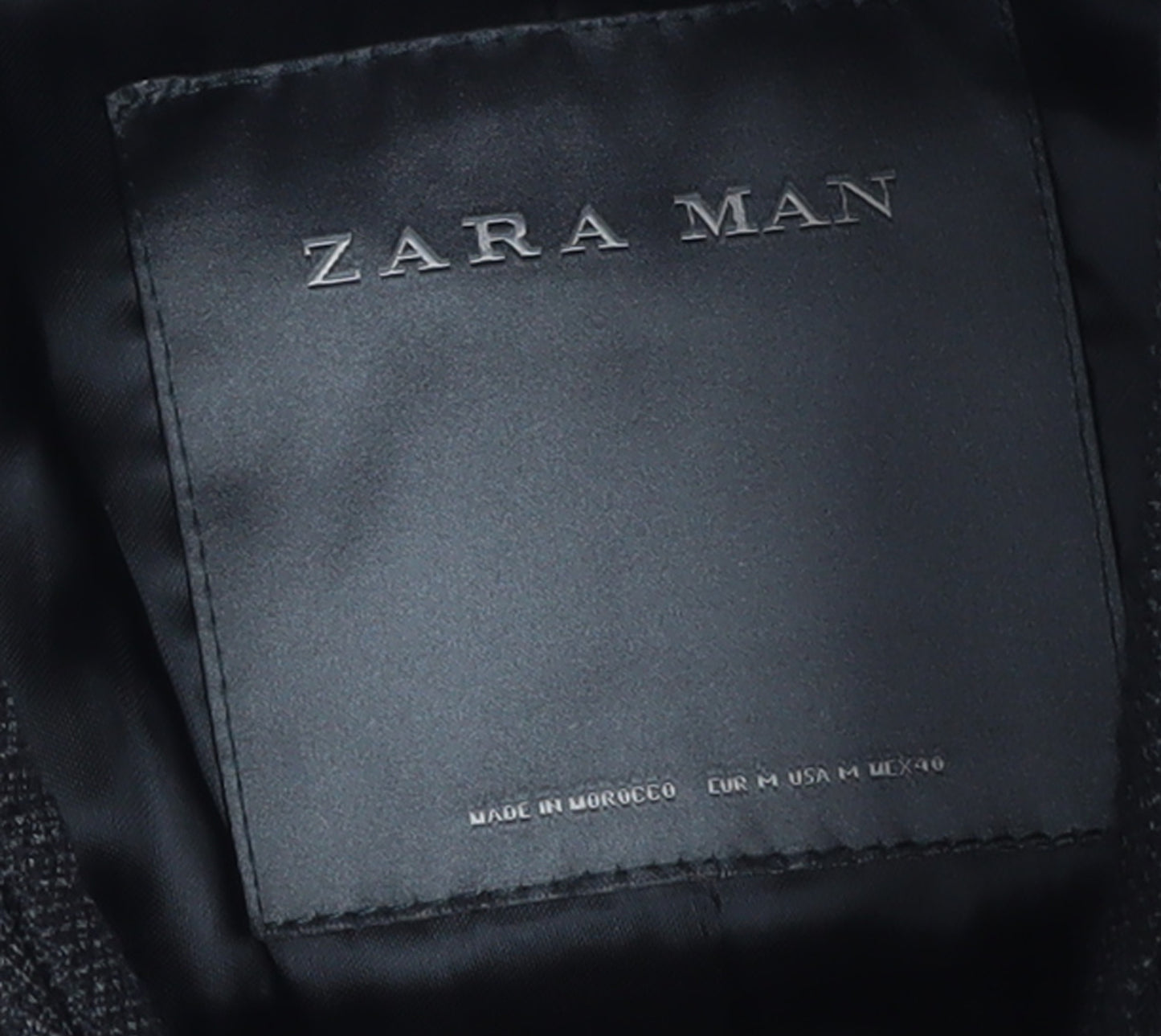 Zara Man Black Wool Blend Stand Collar Men's Overcoat Size M 40in