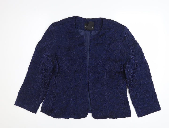 Positive Attitude Women's Blue Petite Textured Blazer Jacket Size 10
