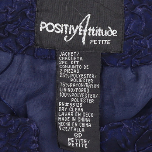 Positive Attitude Women's Blue Petite Textured Blazer Jacket Size 10