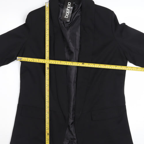 Boohoo Women's Black Blazer UK 12 Regular Fit Lined Jacket