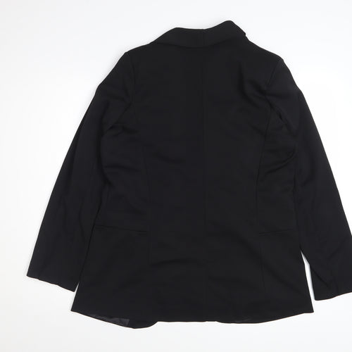 Boohoo Women's Black Blazer UK 12 Regular Fit Lined Jacket