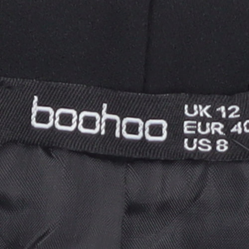 Boohoo Women's Black Blazer UK 12 Regular Fit Lined Jacket
