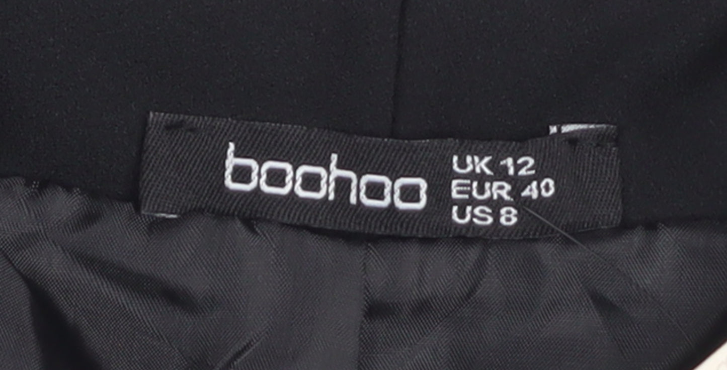 Boohoo Women's Black Blazer UK 12 Regular Fit Lined Jacket