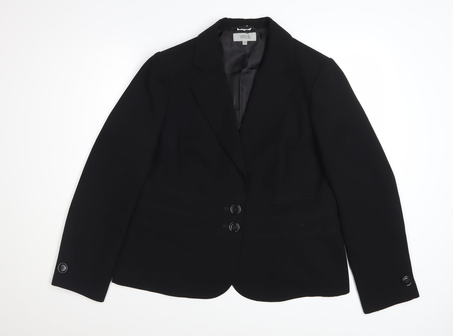 Marks and Spencer Women Black Size 18 Single-Breasted Blazer