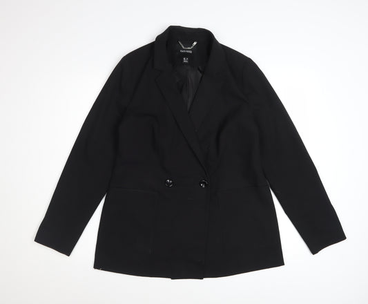 Tailored Women's Black Double-Breasted Blazer UK 10 Classic Fit