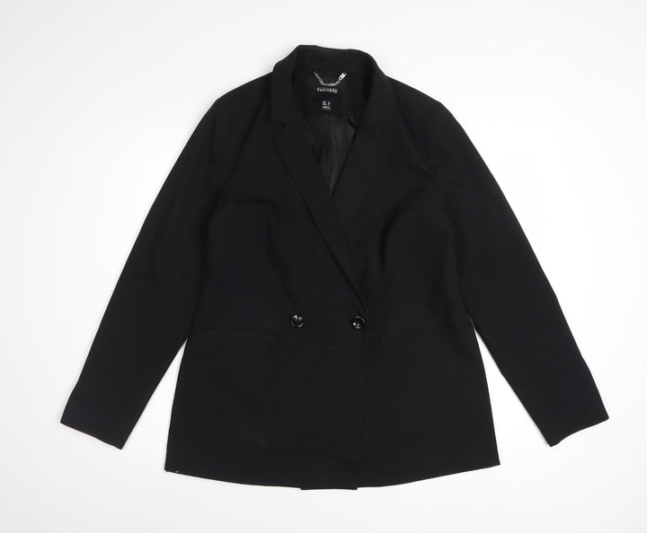Tailored Women's Black Double-Breasted Blazer UK 10 Classic Fit