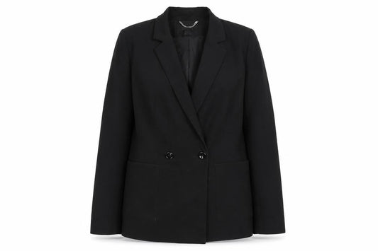Tailored Women's Black Double-Breasted Blazer UK 10 Classic Fit