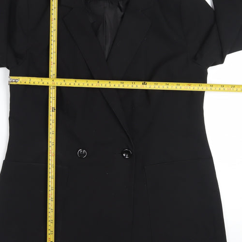 Tailored Women's Black Double-Breasted Blazer UK 10 Classic Fit