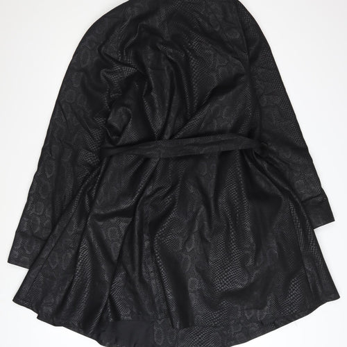Wallis Women's Black Snake Print Belted Trench Coat Size 8