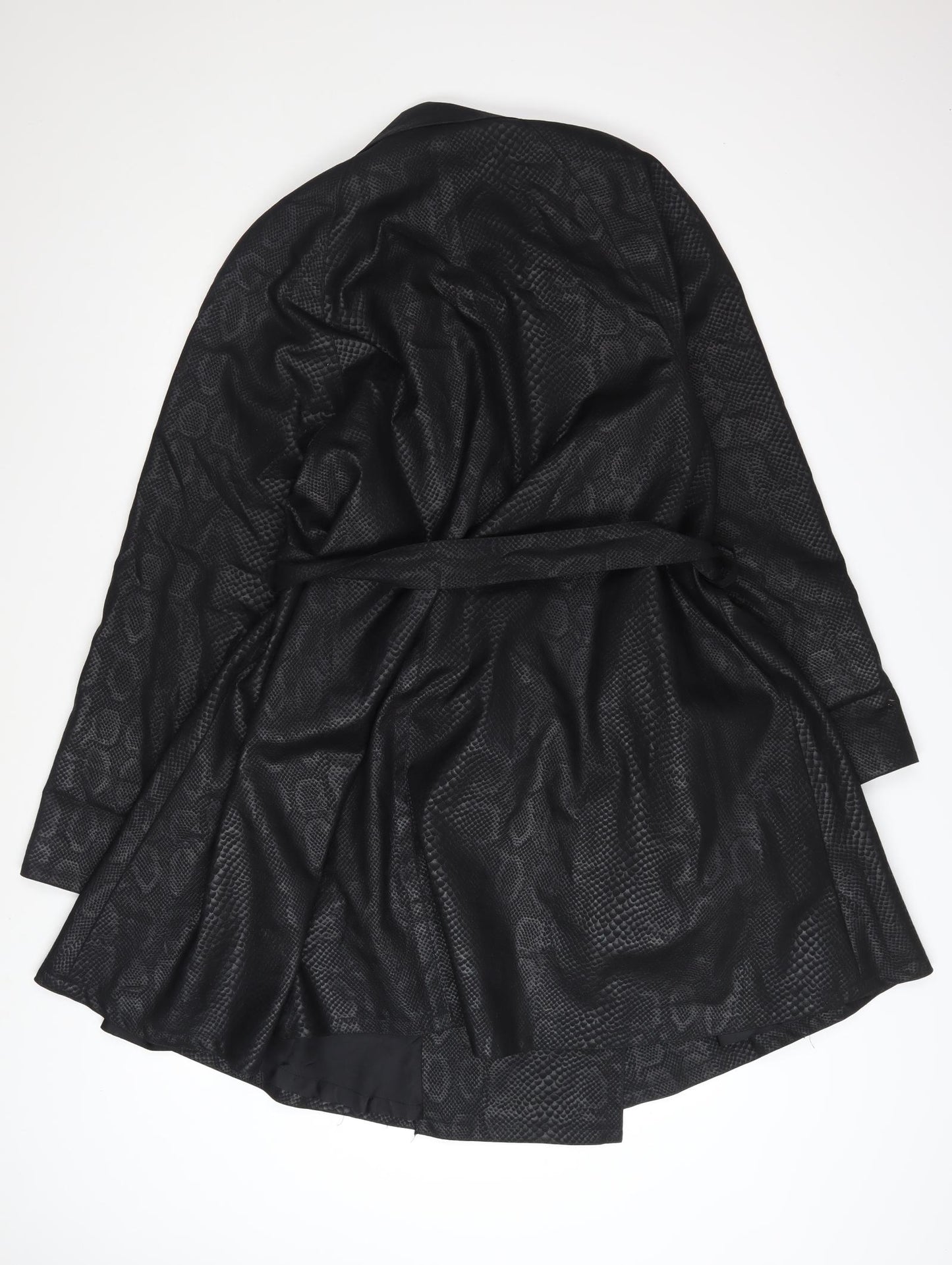 Wallis Women's Black Snake Print Belted Trench Coat Size 8