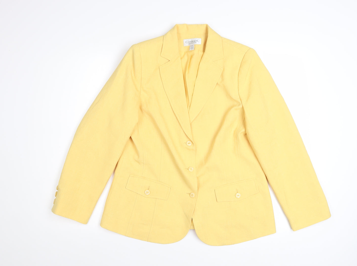 Conrad C Collection Women's Yellow Polyester Single-Breasted Blazer Size 14
